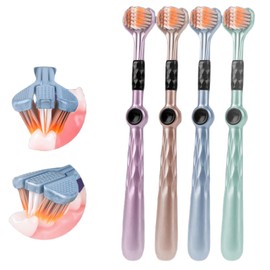 Emoyi 4pack Soft Hair Toothbrush 3-Sides Toothbrushes C Shape for Adults and Children Teeth Care and Gum Care