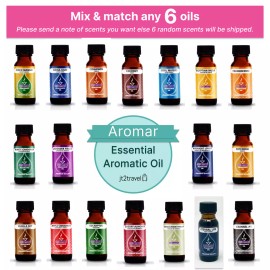 Aromar 6 Pack Aromar Essential Fragrance Oils 0.5oz Premium Aromatherapy Oil Mix Match