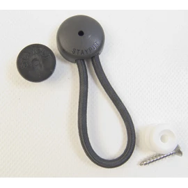 StayPut Bungee/Shock Cord Fastener, Black w/White Surface Attachment Knob & Mounting Screw (1)