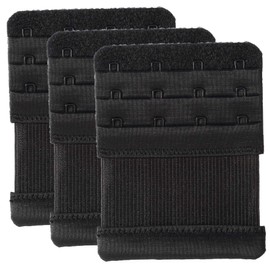 Magicmode Bra Extension Bra Extender 4 Hooks Bra Extenders Elastic Stretchy Bra Extensions Strap Pack of 3, Black, 3/4" Hook Spacing