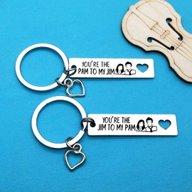 Ximalun You are The Pam to My Jim Keyring Gifts for Boyfriend Girlfriend Husband Wife The Office TV Show Keyring Gift Christmas Birthday Valentines Gifts Anniversary Keyring Gifts for Couple
