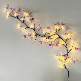 XINXIANLIAN Willow Vine Light with Butterfly 48LED 6FT Enchanted Wall Decoration Vine Lights 8 Light Modes for Indoor Home Wall Decoration(Warm White)