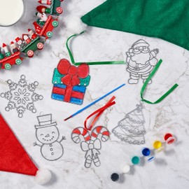 THE TWIDDLERS - 20 Christmas Suncatcher in Assorted Festive Designs - Paint Your Own DIY Ornament Bauble Decorations - Fun Gift, Toy Art Crafts Complete Set, Activity for Kids, Party Bag Fillers