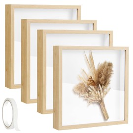 4 Pack 10 x 10 Shadow Box Frame 3D Picture Frame Shadow Boxes Display Cases with Adhesive Tape Memorial Box for Keepsake Baby Items Wedding Memories Photos Crafts Awards Medals Tickets