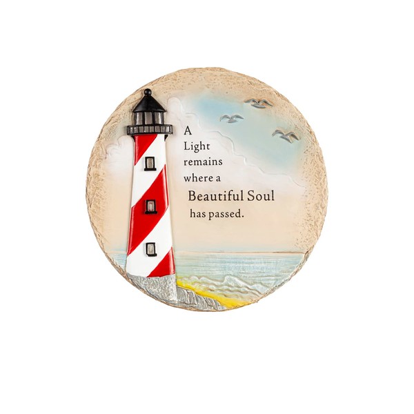 Evergreen LED Outdoor Safe Memorial Stone | Lighthouse Coastal Beautiful Soul | 10 Inches Wide | Remembrance Décor for Homes, Lawn and Garden | Waterproof Battery Operated | Outside or Indoor