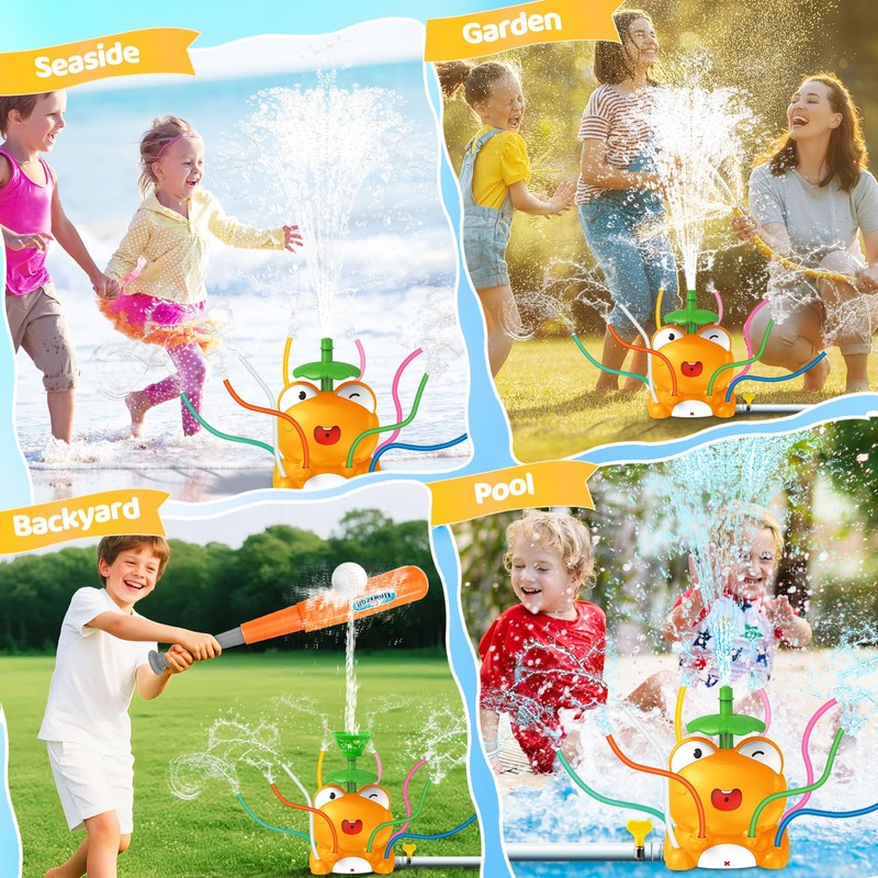 Conalaa Frog Water Sprinkler Baseball Toy, 2-in-1 Outdoor Water Toys,