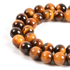 Nancybeads Gemstone Round Spacer Loose Beads 1 Strand 15.5" (Yellow Tiger's eye, 8mm 45Beads)