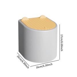 MagiDeal Cat Litter Trash Mini Trash Can with Lid Press Type Small Garbage Can Countertop Wastebasket for Bathroom Vanity Living Room, grey