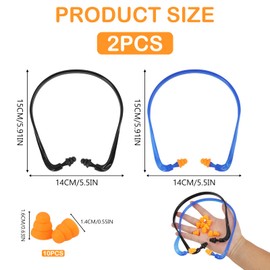 Ear Protectors, Pack of 2 Ear Protectors with 5 Pairs of Replacement Plugs, Ergonomic Item Ear Protectors for Noise Reduction, 25 dB, Reusable Ear Protection for Work, Sleep and Travel