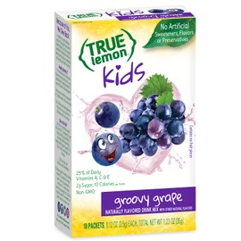TRUE LEMON KIDS Groovy Grape (10 Packets) for Hydration - No Preservatives, No Artificial Flavors, No Artificial Sweeteners - Low Sugar Water Flavoring - Powdered Drink Mix for Kids