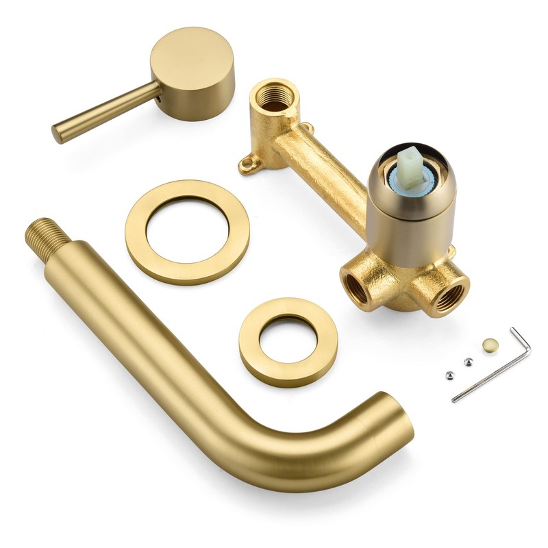 SUMERAIN Wall Mount Bathtub Faucet Tub Filler with Valve, Brushed