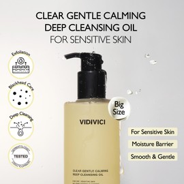 VIDIVICI Clear Gentle Calming Deep Cleansing Oil 10.14 fl.oz | Smooth & Gentle Makeup Remover for Sensitive Skin, Protect Skin Barrier with Ceramide, Korean skin care
