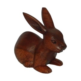 Brave Wings Hand Carved Wooden Decoration ~ Rabbit 10cm High ~ Ornament Sculpture Figurine Statue Unique Table Decoration Home Decor ~ 5175