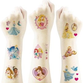 40Sheets Disney Princess Temporary Tattoos for Kids,Cartoon Princess Temporary Tattoos Gift For Fan Birthday Party Decorations for Girl Boys Home Activity Class Prizes Carnival Christmas Rewards