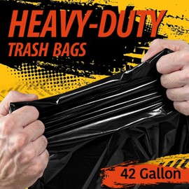 42 Gallon Large Black Trash Bags 33x48in (10 Count)