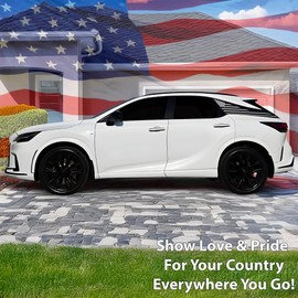 BOGAR TECH DESIGNS Precut Quarter Window American Flag Vinyl Decal Sticker Compatible with Lexus RX 2016-2022, Matte Black