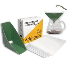 AddiOtter Pourover Coffee Set Includes Disposable Fabric Coffee Filters 80pcs and 1 Two-way Dripper for Home/Outdoor Adventures, Fit for 1-2 Cup, Enhanced Extraction Filters for a Smooth Clean Taste