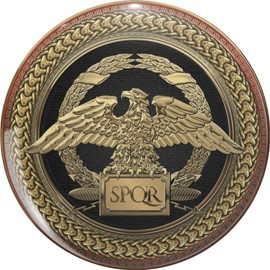 Gold Roman Imperial Eagle over Black and Gold Medallion on Brown Leather Pin Lapel Pin Brooch Steel Pins Badge 0.75"