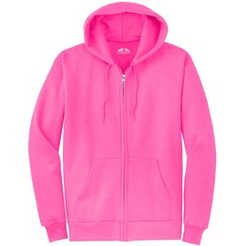 Joe's USA Full Zipper Hoodies - Hooded Sweatshirt Electric Neon Hot Pink, Medium