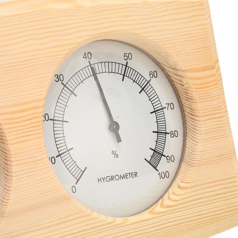 Wooden Thermometer Hygrometer for Sauna Room Double Dial Pointer Type