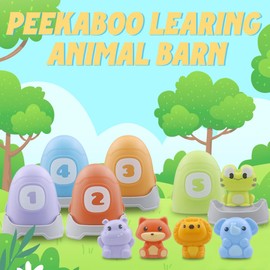 Baby Finger Puppet Set, Baby Toy with Animal Characters and Number Learning Stacking Cups, Multicolour (Aniaml)