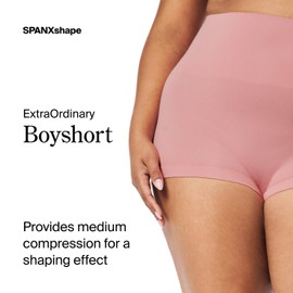 SPANXshape ExtraOrdinary Boyshort - Sculpting Compression - Women's Shapewear Underwear - Recycled Nylon Fabric Blend - Camellia Pink - Small