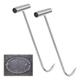 lyualma Pack of 2 T-shaped hooks, 30 cm, for hanging heavy manhole hooks, stainless steel lifting hooks for manhole lid, portable boning hook