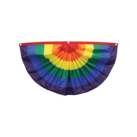 In the Breeze 3703 Rainbow Pleated Fan Bunting, 1.5' x 3' -Outdoor Decoration, 1.5' H x 3' W