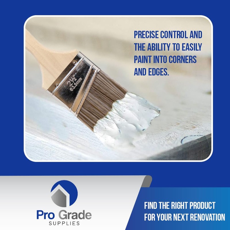 Pro Grade - Paint Brushes - 12Ea 2.5" Angle Brushes