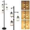 Stepeak Black Modern Crystal Floor Lamp, 3 Lights Standing Lamp