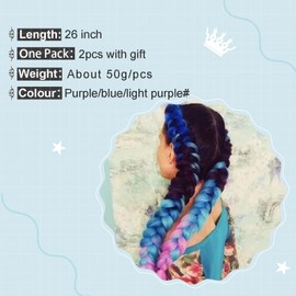 Colored Ponytail Extension Braid Hairpieces Pony tail Hair Extensions For Women Rave Pruple/Blue/Light Purple Ponytail Hair Extension With Elastic Tie Party Cosplay Use 26inch