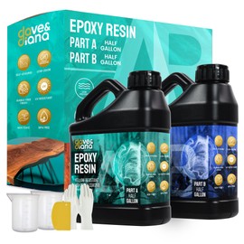 Dave & Diana Crystal Clear Epoxy Resin 1 Gallon – Includes 1/2 Gallon Each of Resin A & Hardener B, Anti-Yellowing, Wear-Resistant, High Gloss, No-Bubble Casting for Crafts, Jewelry, Woodwork & Molds
