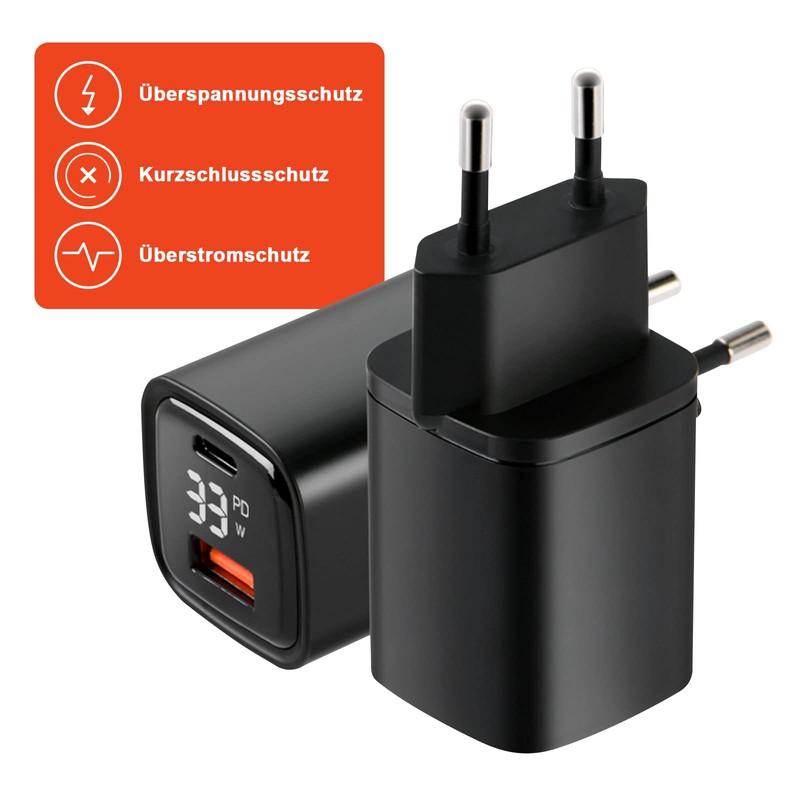 Eaxus® USB A + USB C Charger with Display -