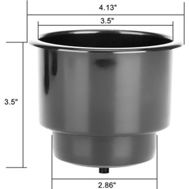 Amarine Made 4PK Universal Plastic Drink Cup Insert Holder with Drain Boat Marine Car Black