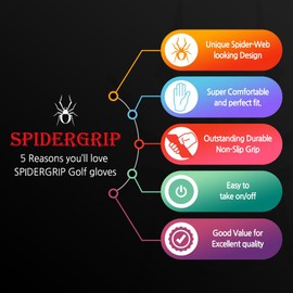 J&S SPORTING Spider Grip Nonslip Golf Glove (Gold, Extra Large(25))