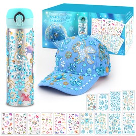 Nigifter Christmas Gifts for Girls Decorate Your Own Water Bottle and Baseball Cap Arts and Crafts for Kids Birthday Gifts for Girls Kids Unicorn Water Bottle with Unicorns Girl Stickers