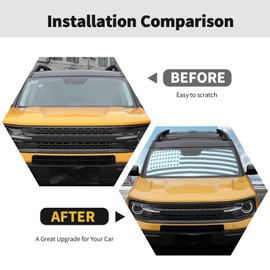 Windshield Sunshade Sun Shade Heat Shield Sun Visor Mat for Ford Bronco Sport 2021 2022 2023,US Flag
