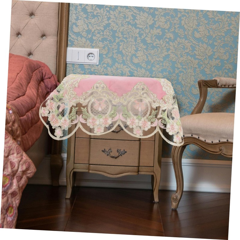 Mikinona Elegant Princess Style Tablecloth Nightstand Cover Decorative End Table