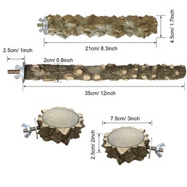 Allazone Pack of 6 Birds, Bird Perch, Natural Perches for Birds such as Budgies and Premium Cork Seat Board for Birds, Finches, Budgies, Macaws