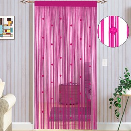 Taiyuhomes Bead String Curtains Door Fly Screen Curtain Beaded Curtain For Doorways Window Decorations Room Divider Single Door Curtain Beads (90x200cm) Rose