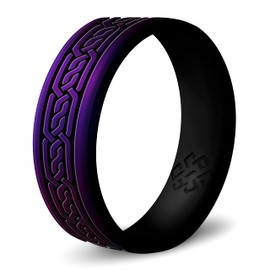 Knot Theory Celtic Silicone Ring for Men and Women - Cosmic Purple Size 14 Wedding Band, Sports Activities, Breathable Comfort Fit 6mm Bandwidth