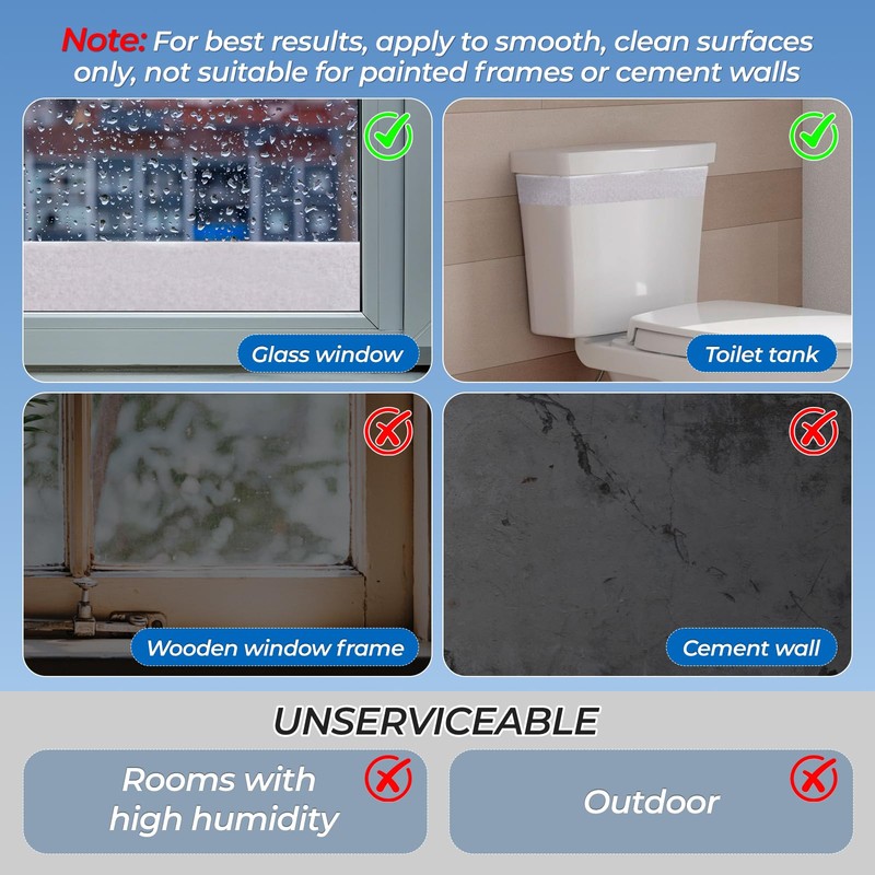13FT Window Condensation Absorber Strip, Self-Adhesive Weather Stripping, Reusable Condensation