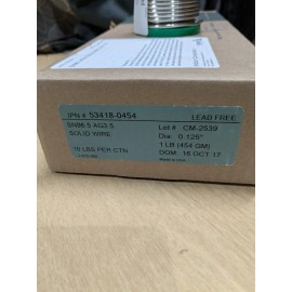 Indium Aerospace Surplus Sn96.5% Ag3.5% Solder Solid Wire .125" 1LB !Charity!