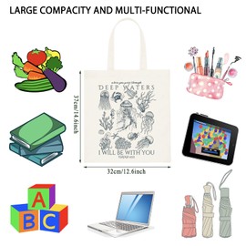 TSOTMO Christian Ocean Animal Gift When You Pass Through Deep Waters Tote Bag Coastal Sea Life Religious Gift for Women (DEEP WATERS toteCA)