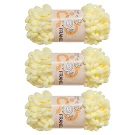 Franel Loop Yarn 100% Polyester Chenille White Puffy Yarn Chunky Finger, Craft Finger Knitting Loopy Yarn Soft and Light Material, Perfect for DIY Hand Woven Knitting Crafts Supplies (3, 14)