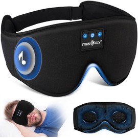 MUSICOZY MUSICOZY Sleep Headphones, Bluetooth 5.4 Sleep Mask Headband Headphones Sleeping Eye Mask, Wireless Music Earbuds Earphones with HD Stereo Speakers for Side Sleepers Cool Gadgets Gifts (Dark Black)