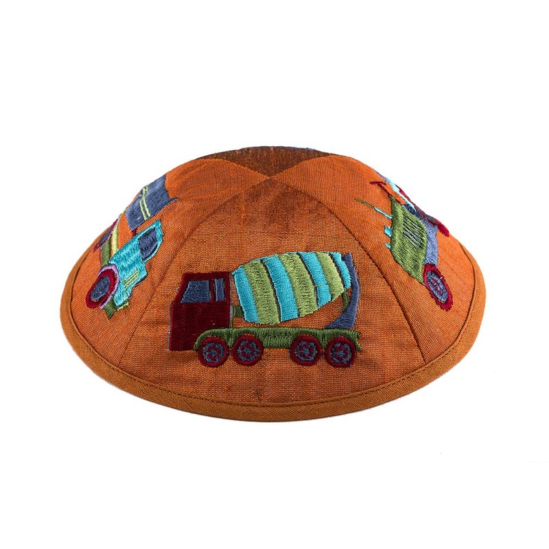 EMANUEL Yair Kippah para niños y niños, camiones bordados Yarmulke,