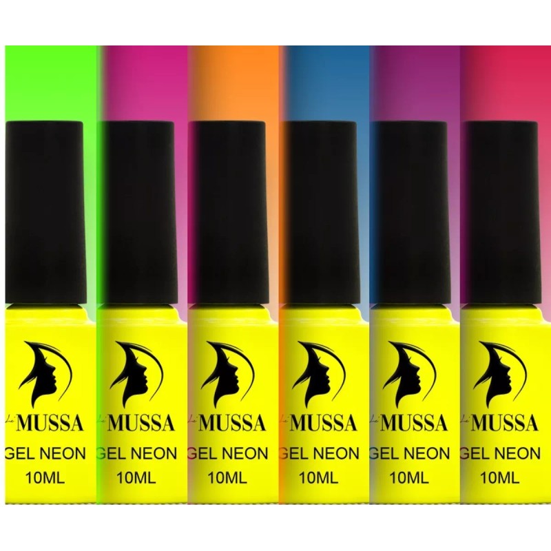 Lé Mussa Gel Semipermanente-esmalte Gama 6 Piezas-polish-neon