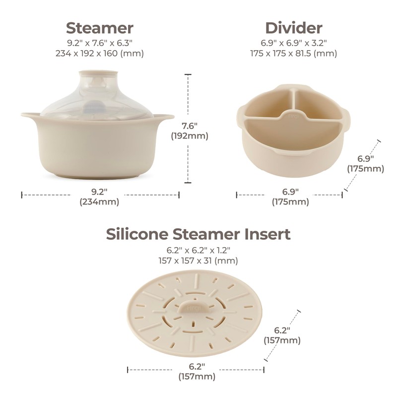 FIRGI Silicone Microwave Steaming Pot with Handle & Lid for