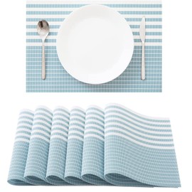 BIPASION Placemats, Placemats Set of 6 for Dining Table Heat Resistant Washable PVC Table Mats for Kitchen Dining Table Non-Slip Easy to Clean